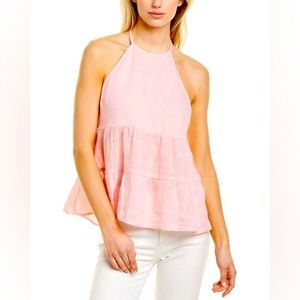 Bella Dahl Pink Tiered Linen Halter tank top adjustable size XS M2